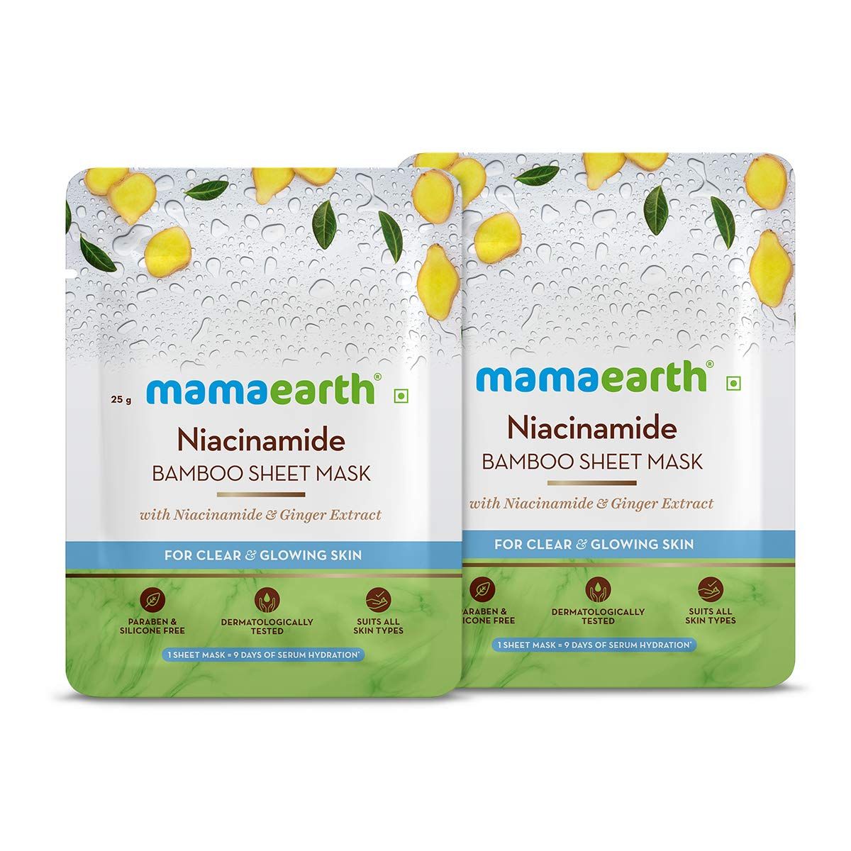 MAMAEARTH Niacinamide Bamboo Sheet Mask - Pack of 2 25 g 2