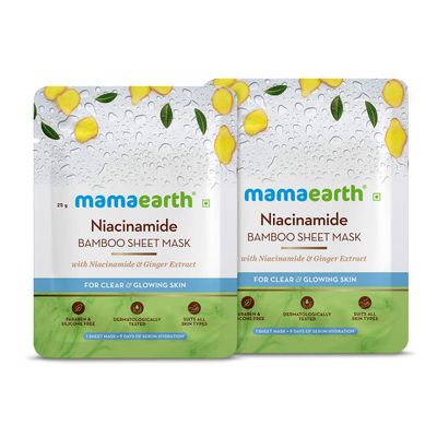 MAMAEARTH Niacinamide Bamboo Sheet Mask - Pack of 2 25 g 2