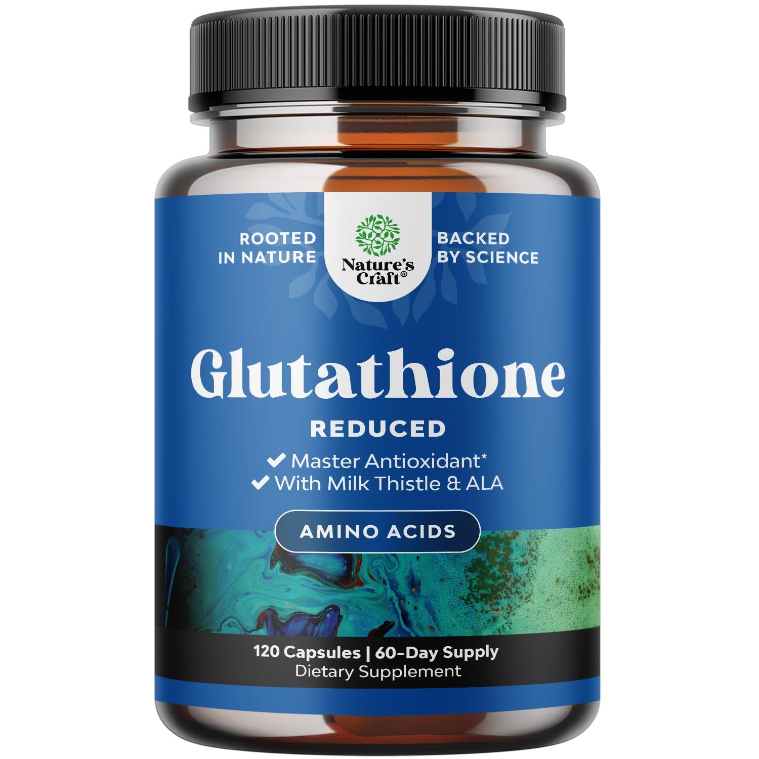 Reduced Glutathione Supplement with Milk Thistle - 1000mg Per Serving Plus Alpha Lipoic Acid and Silymarin Milk Thistle Complex for Liver Support Skin Complexion and Immune Support 60 Servings
