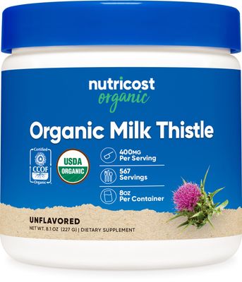 Nutricost Organic Milk Thistle Silybum Marianum 8 oz per Container Unflavored - Non-GMO, Gluten-Free