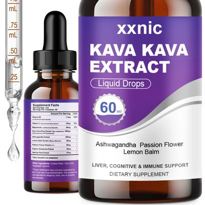Kava Kava Root Extract Supplement, Potent Kava Drink for Stress Relief, Relaxation, Liver, Cognitive &amp; Immune Support, Non-GMO, Gluten-Free, 60ml