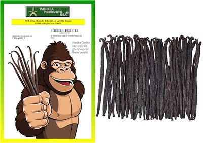 50 Tahitian Extract Grade B Natural Vanilla Beans 56 by Vanilla Products USA