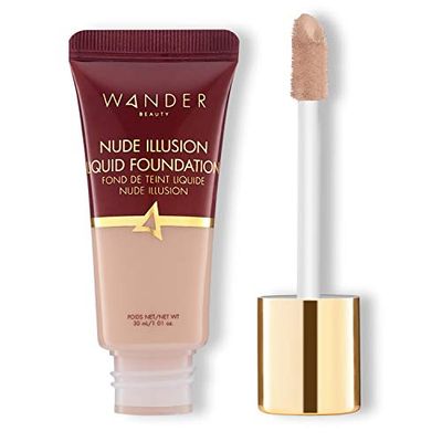 Wander Beauty Liquid Foundation - Fair Light, 20-Inch Tube, Medium to Full Coverage, Vitamin-Rich with Passiflora, Black Currant, Sodium Hyaluronate, Lotus, Gotu Kola, Niacinamide