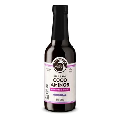Big Tree Farms Organic Coco Aminos - Liquid Coconut Aminos, Soy-Free Sauce, Low Sodium, Soy Alternative, Gluten Free, Kosher, Warmly Umami, Marinade &amp; Sauce, Non-GMO - Original, 10 Fl Oz Pack of 1