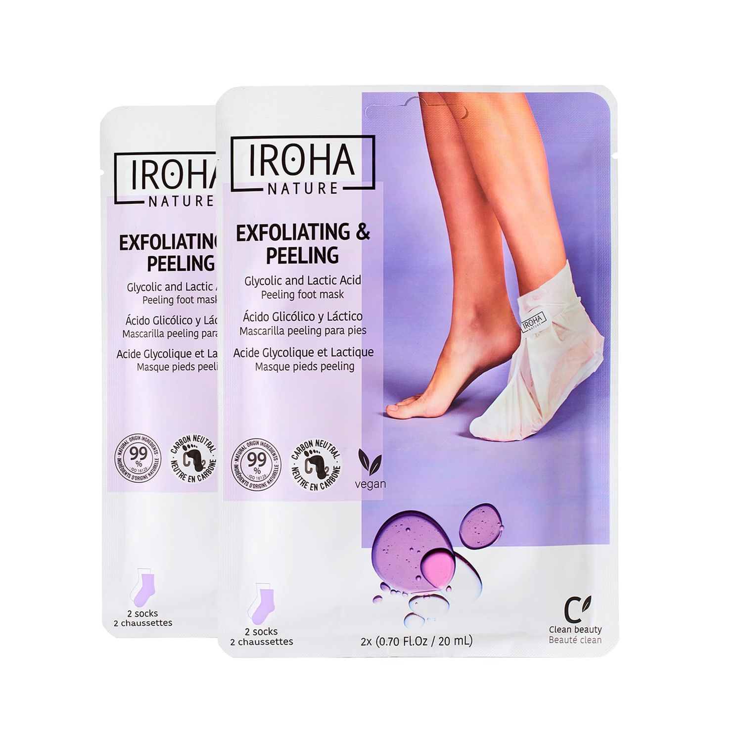 Exfoliating Foot Peel Mask with Lavender - 2 Pairs 2 Uses - Intensive Treatment for Dry Skin &amp; Calluses, Glycolic &amp; Lactic Acid, Removes Dead Skin, Cracked Heel Repair, Vegan &amp; Natural