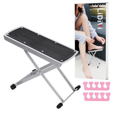 Pedicure Foot Rest, Adjustable Foot Stand with Non-Slip, Toe Separator - Easy at Home, No More Bending or Stretching, Beauty Pedicure Kit Black