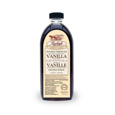 Rawleigh Double Strength Vanilla Flavoring: 12 fl oz, Rich Bourbon Vanilla Beans, Premium Flavoring for Baking Cookies, Cakes, &amp; Desserts, Ice Cream, &amp; Desserts, SQF Certified, 2X Strength - Pack of 1