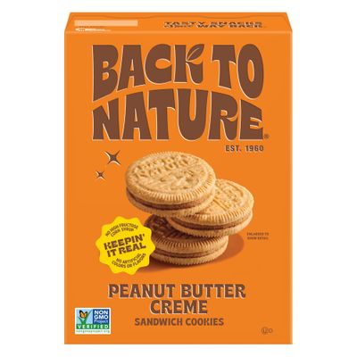 Back to Nature - Peanut Butter Creme Sandwich Cookies - Made with Real Ingredients like Wheat Flower &amp; Whole Grains - Seriously Tasty Snack - Non-GMO - 5.5 Ounce