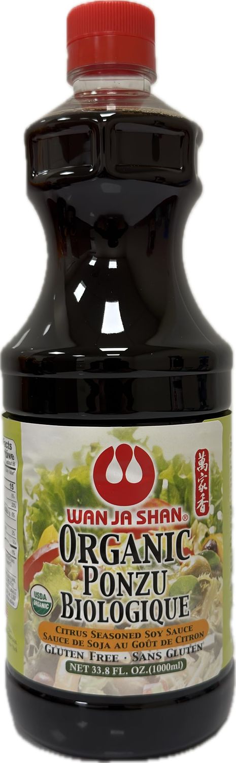 Wan Ja Shan Gluten Free Oragnic Ponzu, Citrus Seasoned Soy Sauce &amp; Dressing 1Liter 33.8oz. USDA Certified Organic- Gluten FREE- MADE IN USA. 1 Liter