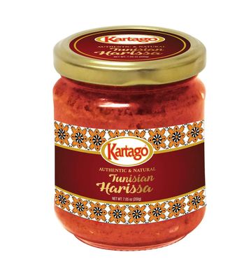 Tunisian Spicy Harissa Sauce - Smoky, Spicy Hot Chili Pepper Paste from Kartago - 7.05 Oz Pack of 2
