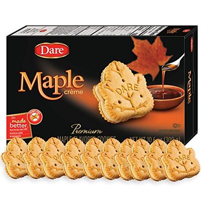 Dare Maple Leaf Creme Cookies - Classic Canadian Cookie Made with Real Maple Syrup, Peanut Free - 10.6 Ounces