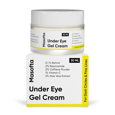 Masofta Under Eye Gel Cream with Retinol, Niacinamide, Caffeine, Vitamin C, &amp; Aloe Vera Extract for Dark Circles, Fine Lines, and Puffy Eyes, for Both Men &amp; Women, 30ML