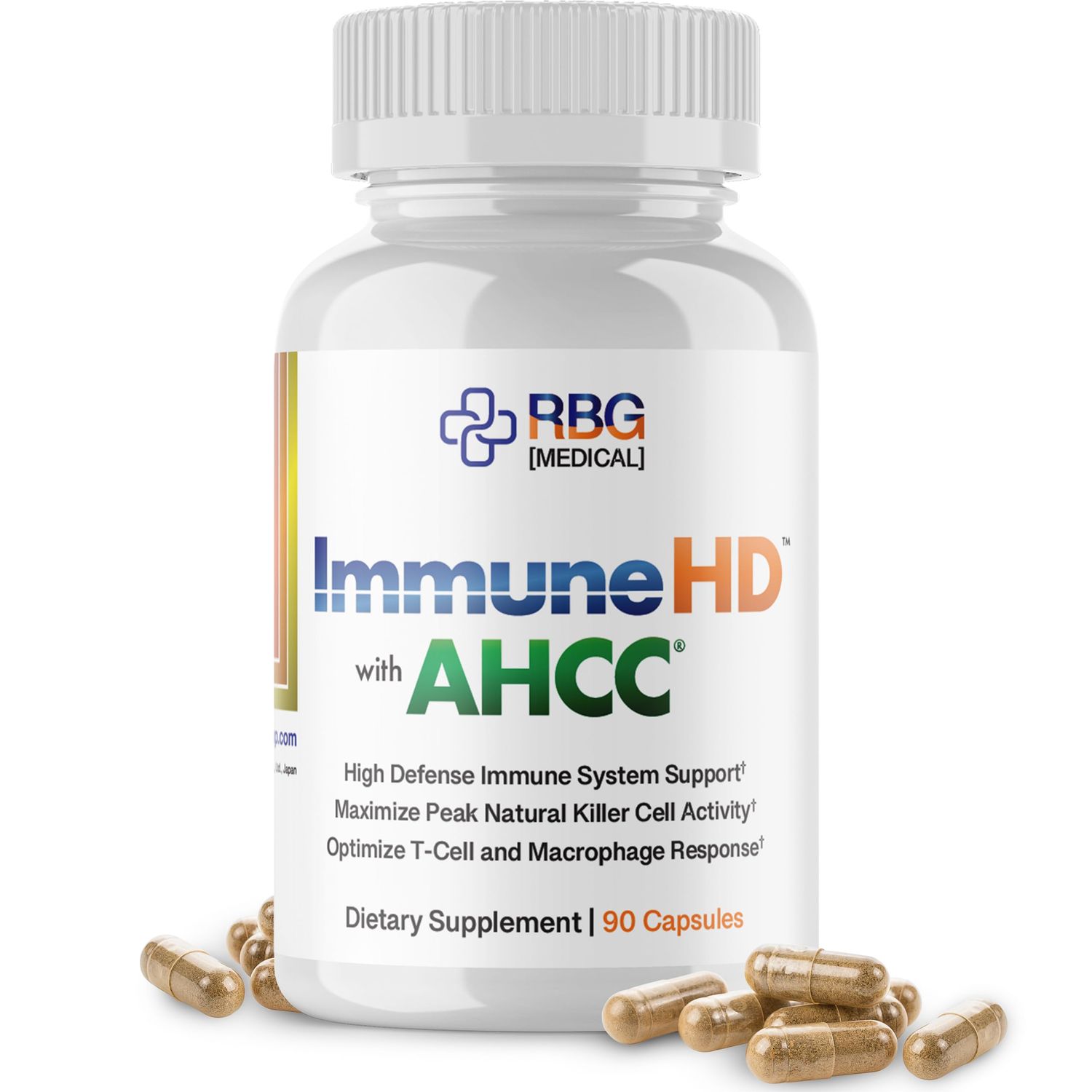 Immune-HD with AHCC Supplement for Immune Support,1500mg of AHCC Mushroom Extract Olive Leaf &amp; Quercetin with Bromelain, Natural Killer Cell Activity for Immune System, Liver Function, 90 Caps, RBG