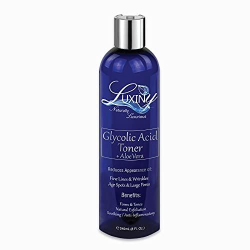Glycolic Acid Toner an AHA BHA Facial Toner 8 oz with Organic Alcohol Free Witch Hazel Hydrating Acne Toner, Pore Minimizer, Skin Exfoliator, Face Moisturizer for Acne Prone, Sensitive and Oily Skin