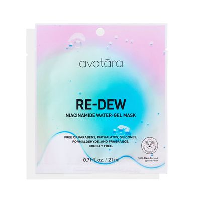 Avatara Re-Dew Niacinamide Water-Gel Mask, Skin Dehydration Solution, Mask With A Gel Feel, Beauty Essential with Niacinamide &amp; Hyaluronic Acid, Smoothing, Moisture-Boosting, 0.71 fl.oz. 21 ml