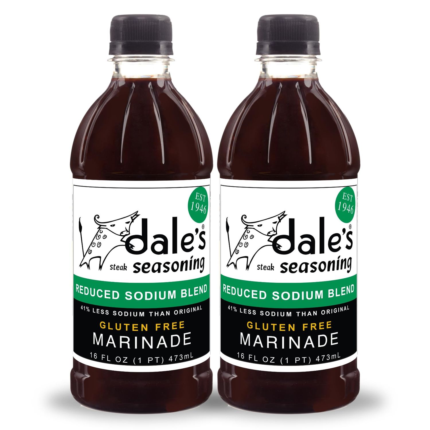 Dale&#39;s Reduced Sodium Steak Seasoning and Marinade 2 16 oz Bottles Our Award Winning Steak Sauce and Marinade is Cholesterol Free and Low Sodium I Gluten Free