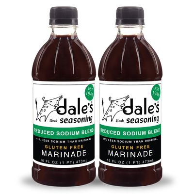 Dale&#39;s Reduced Sodium Steak Seasoning and Marinade 2 16 oz Bottles Our Award Winning Steak Sauce and Marinade is Cholesterol Free and Low Sodium I Gluten Free