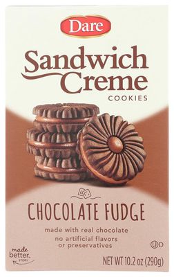 Dare Chocolate Fudge Creme Cookies, 10.2 OZ Pack of 4