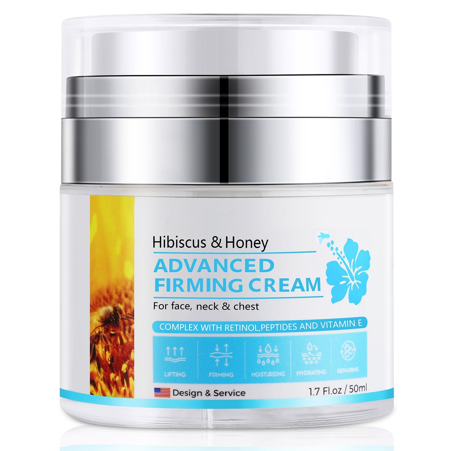 yehapp 50ml Neck Firming Cream Hibiscus and Honey, Neck Cream with Retinol &amp; Peptide, Anti-Wrinkle Neck Creams for Tightening and Firming, Advanced Neck &amp; Face Tightening and Lifting Cream