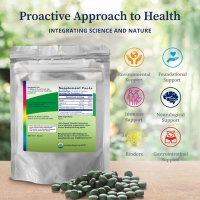 BioPure Chlorella Pyrenoidosa - 100 Organic, Cracked-Cell Wall, Nutraceutical Superfood Packed with Proteins, Vitamins, Minerals &amp; Amino Acids that Supports Metabolism, Detox &amp; Immunity - 400 Tablets