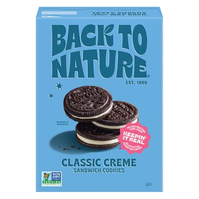 Back to Nature Classic Creme Sandwich Cookies - Plant-Based Cookies Made With Wheat Flour - Non-GMO, No High Fructose Corn Syrup, 9 Ounce Pack of 6