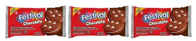 FESTIVAL Chocolate Cookies, Cream Chocolate Sandwich Cookies, Natural Dyes &amp; Low Sodium, High Cream Content, 14.6 Oz Pack of 3