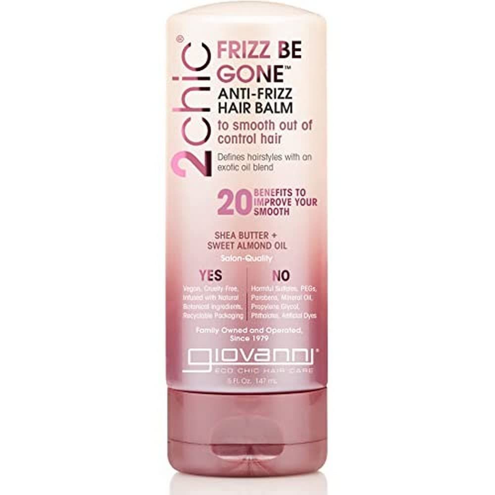 GIOVANNI 2chic Frizz Be Gone Anti-Frizz Hair Balm - Natural Hair Smoothing Formula with Shea Butter &amp; Sweet Almond Oil, Macadamia, Color Safe, Vegan - 5 oz