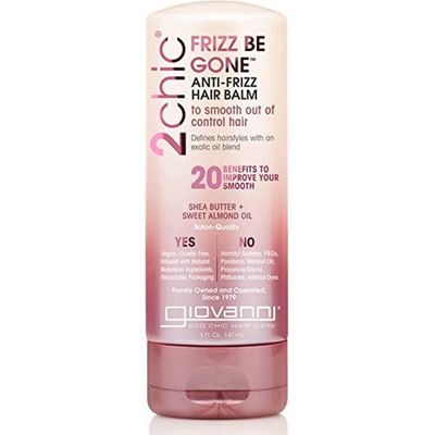 GIOVANNI 2chic Frizz Be Gone Anti-Frizz Hair Balm - Natural Hair Smoothing Formula with Shea Butter &amp; Sweet Almond Oil, Macadamia, Color Safe, Vegan - 5 oz