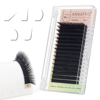ANNAFRIS LLLCLDLUM Curl Individual Eyelash Extension Natural Synthetic Mink Matte Black False Lashes Extension Faux Cils Maquillage LC Curl, 0.10 8-15mm Mix