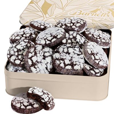 Barnetts Fathers Day Cookie Tin Gift Baskets for Father, Husband, and Grandfather, 27 Gourmet Crinkle Cookies Basket, Candy Box, Food Gourmet Chocolate Cookies Candy Ideas for Hard to buy Dad, Son,...