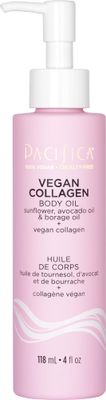 Pacifica Vegan Collagen Body Oil - Moisturizing, Hydrating Massage for Dry Skin, Soft &amp; Radiant Glow, Jasmine Scent, 4 fl oz