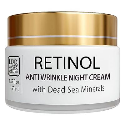 Dead Sea Collection Night Cream for Face with 2 Retinol, Dead Sea Minerals, and Vitamin E - Anti Aging Nourishing Skin Care Moisturizer to Reduce Wrinkles 1.69 fl. oz