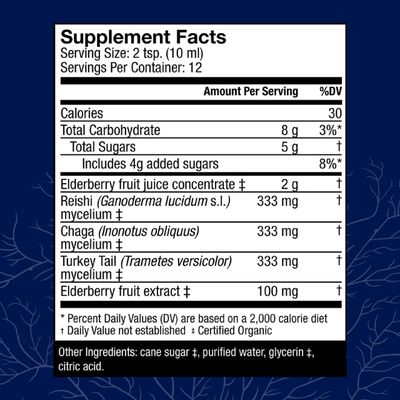 Host Defense Elderberry Plus Syrup - Immune, Respiratory & Lung Support Supplement - Liquid Mushroom Supplement with Turkey Tail, Reishi, Agarikon & Chaga - 4 fl oz 12 Servings