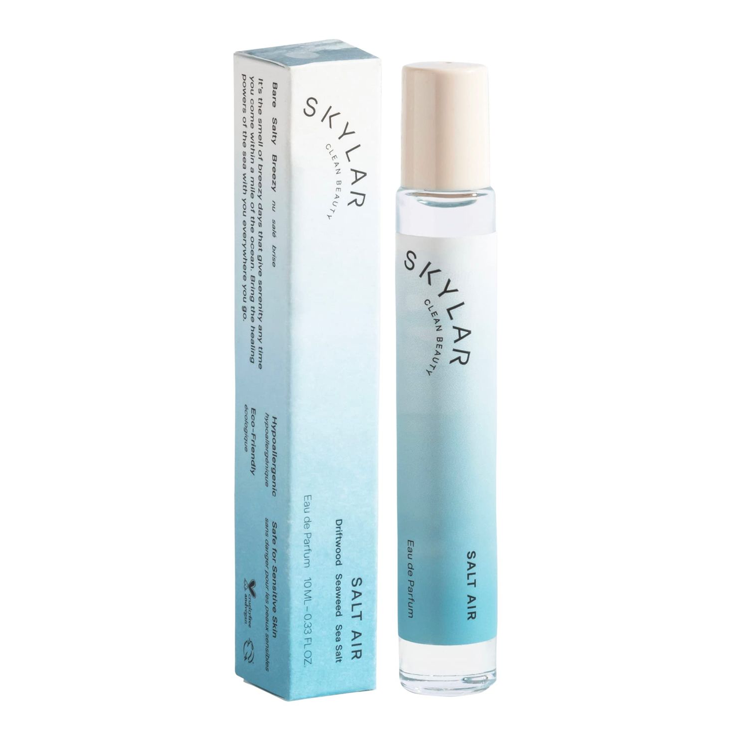 Skylar Salt Air Eau de Parfum - Hypoallergenic &amp; Clean Perfume for Women &amp; Men, Vegan &amp; Safe for Sensitive Skin - Fresh Perfume with Notes of Driftwood, Sea Salt &amp; Seaweed - 10mL 0.33 Fl oz