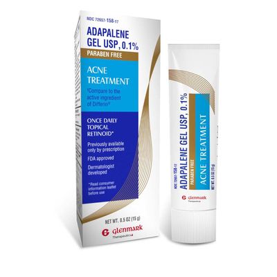 Glenmark Therapeutics Adapalene Gel 0.1 Acne Treatment, Paraben Free Topical Retinoid Cream For Face, Helps Clear and Prevent Acne and Clogged Pores, 15g Tube
