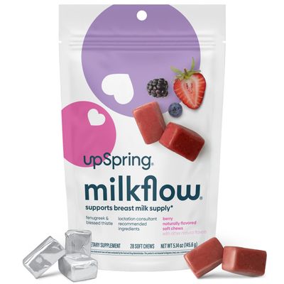 UpSpring Lactation Supplement for Breastfeeding, Lactation Snacks with Fenugreek and Blessed Thistle, Breastfeeding Essentials Support, Breast Milk Supply - Mixed Berry 28 Count