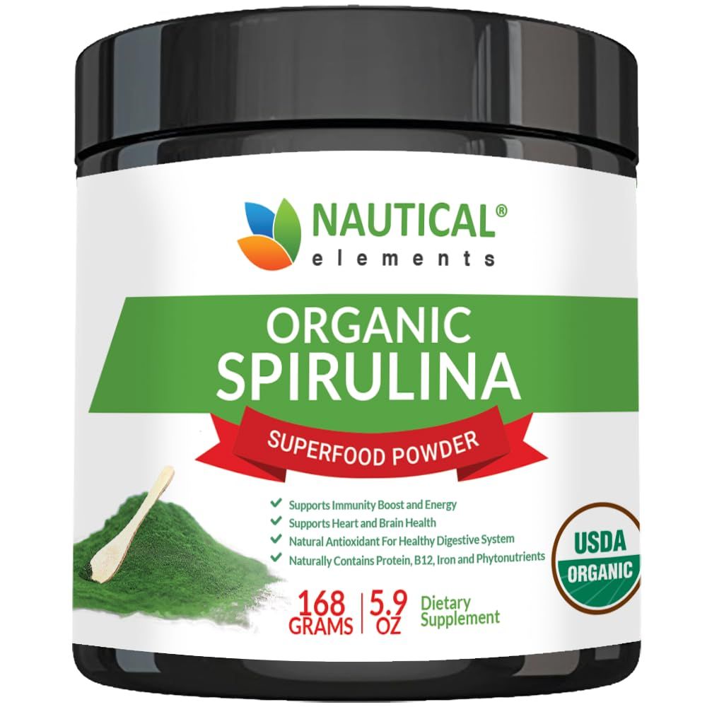 Premium USDA Organic Spirulina Powder - Organic Spirulina of Blue Green Algae from California &amp; Hawaii - 100 Vegetarian &amp; Vegan, Non-GMO, Non-Irradiated - The Best Green Superfood for Smoothies!
