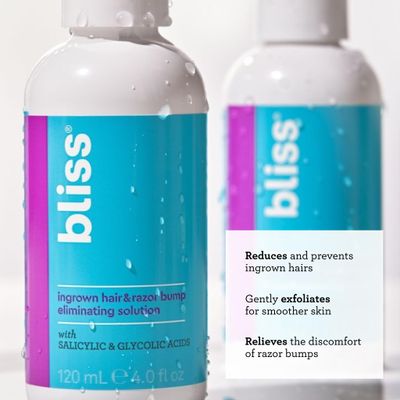 Bliss Ingrown Hair &amp; Razor Bump Eliminating Solution - Formulated with BHA &amp; AHA Glocolic Acid - Gentle &amp; Effective - Bump-Free Skin