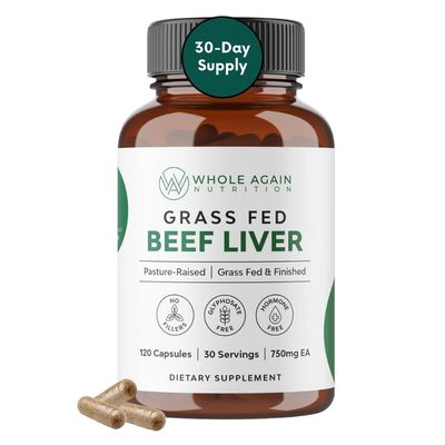 Grass Fed Beef Liver Capsules - 100 Pasture Raised - No Fillers or Flow Agents - 120 Count 3,000mg Serving - 30-Day Supply - Iron and Energy - Grass fed Desiccated Liver Supplement