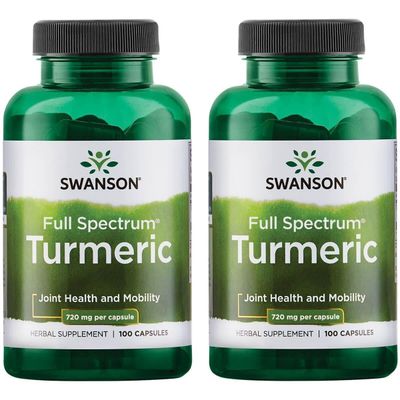 Swanson Premium Brand Turmeric Curcumin Antioxidant Joint Health Cardiovascular Liver Detox Mood and Memory Support Supplement Curcuma Longa Rhizome 1.44 Grams 1440 mg 100 Capsules Pack of 2