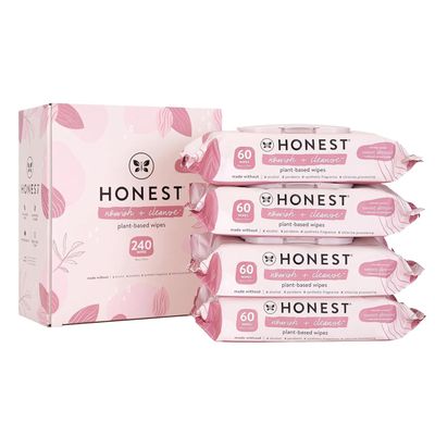 The Honest Company Nourish Cleanse Naturally Scented Wipes Cleansing Multi-Tasking Wipes 99 Water, Plant Based, Hypoallergenic Sweet Almond, 240 Count