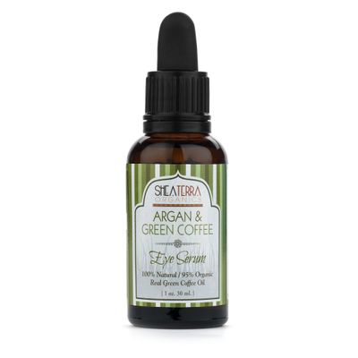 Shea Terra Argan and Green Coffee Around-Eye Serum All Natural &amp; Organic Eye Serum with Anti-Aging Essential Fatty Acids, Antioxidants and Vitamins for Smoother and Youthful-Looking Eyes - 1 oz