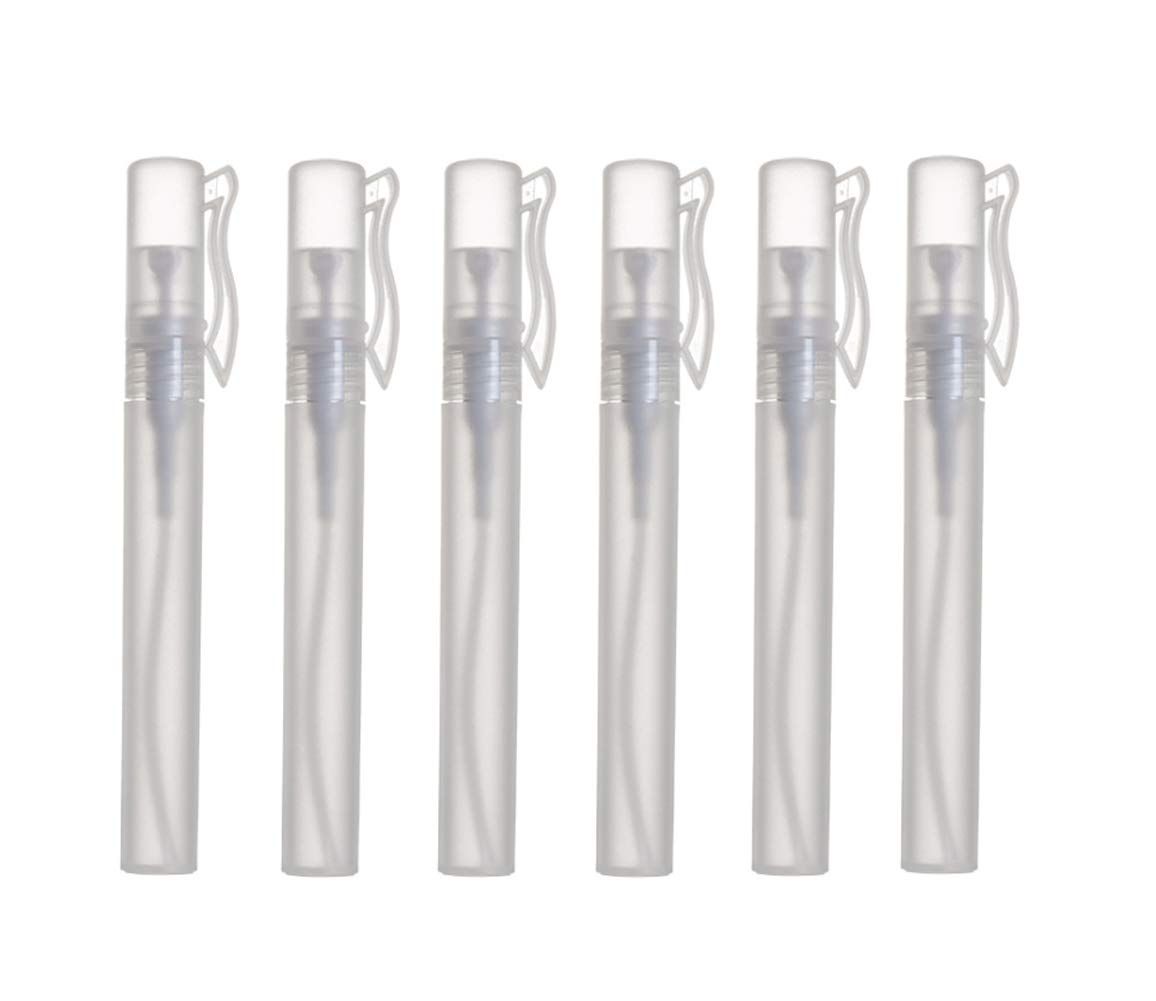 ericotry 6pcs Transparent Spray Bottles Mini Perfume Pen Empty Cosmetic Sample Containers Refillable Fine Mist Bottle 10ml