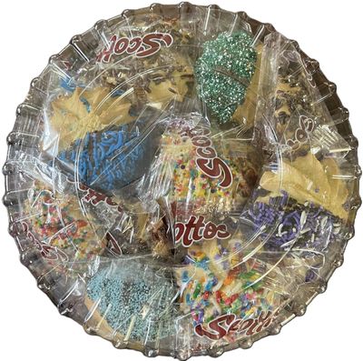 Scottos Cookies Fancy Assorted - 2 LB Platter Individually Wrapped Cookies Variety Pack, Assortment of Vanilla Cookies, Gourmet Spritz Cookies with Rainbow Sprinkles - Birthday Treats, Thank You, C...