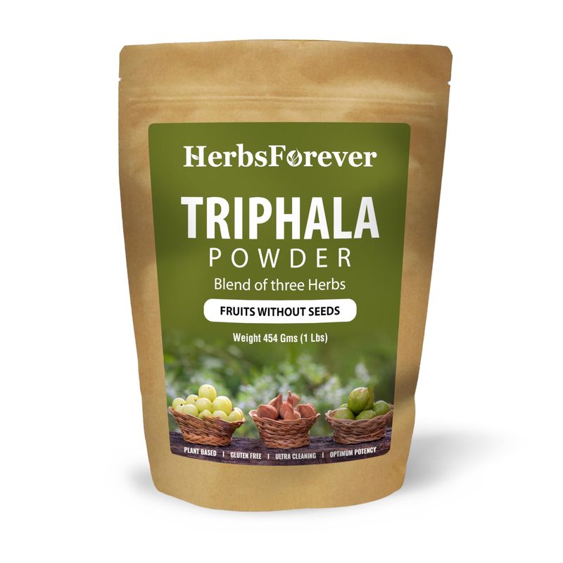 Herbsforever Triphala Churna Powder Traditional Ayurvedic Formulation Supports Detoxification and Rejuvenation Non GMO, Vegan 454 GMS