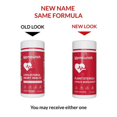 UpNourish Plant Sterols Citrus Bergamot Supplement for High Cholesterol with Stanols, Heart Health Support with CoQ10, Omega 3, Olive Leaf, Turmeric Curcumin, Black Garlic and Niacin - 120 Softgels