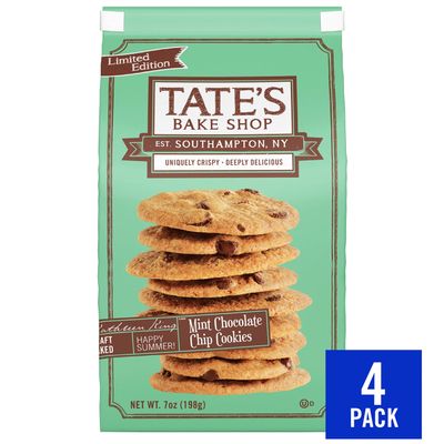 Tate's Bake Shop Mint Chocolate Chip Cookies, Limited Edition, 4 - 6.5 oz Bags
