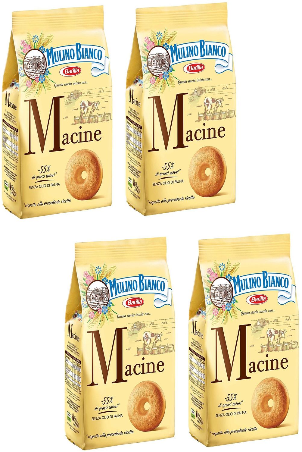 Mulino Bianco: Macine Shortbread cookies Cream - 12.3 Oz 350g Pack of 4 Italian Import
