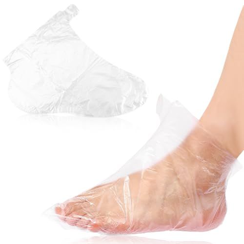 100 PCS Disposable Foot Film Cover, Paraffin Bath Liners for Foot, Anti-Cracking Plastic Bags, Clear Mask Socks for Therapy, Pedicure, Universal Size for Men and Women