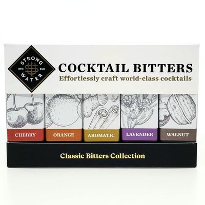 Strongwater Artisanal Cocktail Bitters Collection - 5 Bottle Gift Set - Cherry, Orange, Aromatic, Walnut &amp; Lavender Bitters - 15 Fl Oz